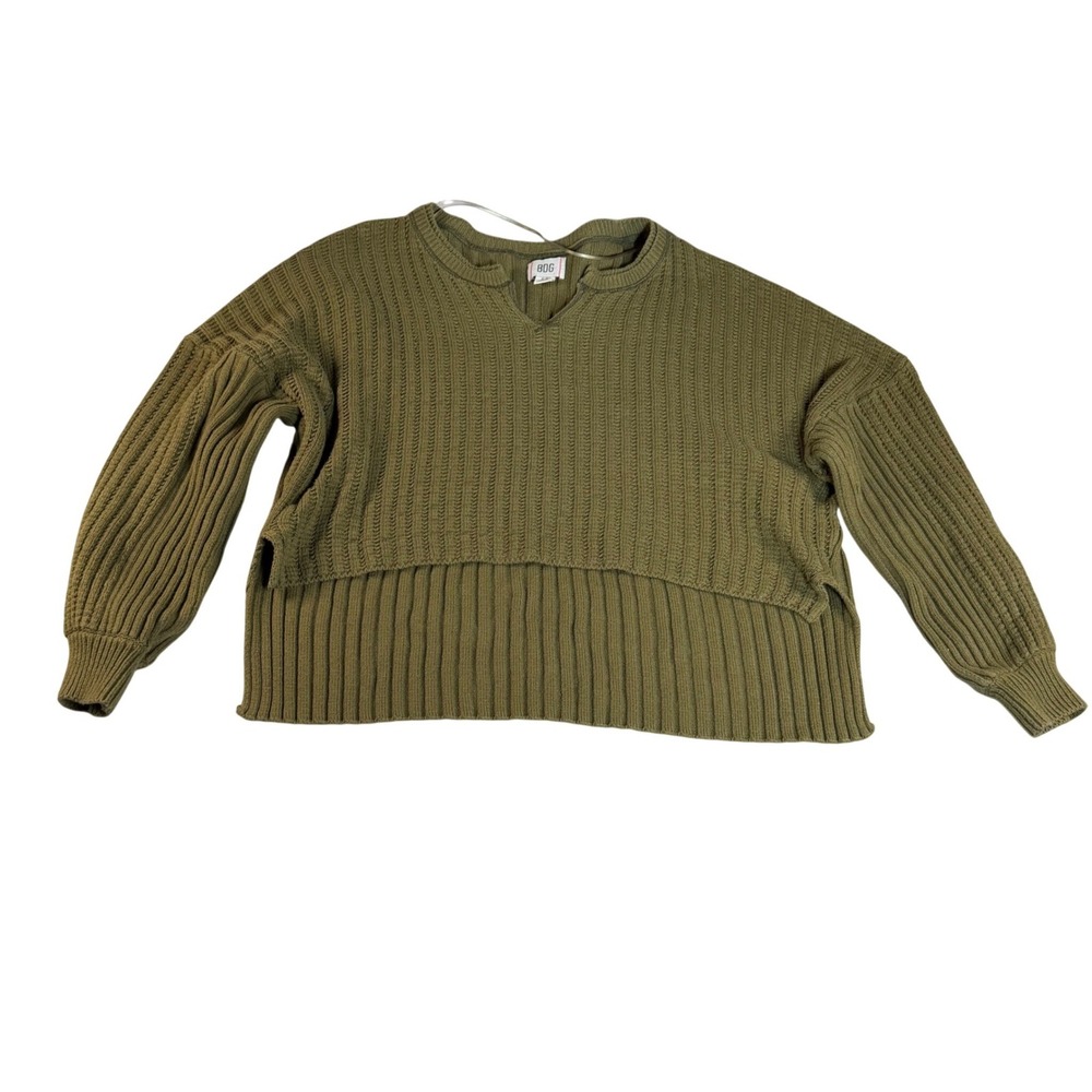 BDG Urban Outfitters Olive Green Ribbed Layered Notch Neck Sweater Small